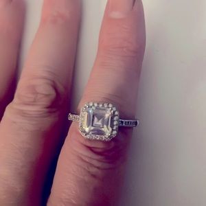 Sterling silver CZ square cut ring